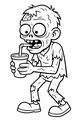 Free Zombie Boy Coloring Page - Funny Cartoon Monster With Straw Drink (Printable PDF)