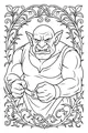 Free Ogre Coloring Page - Muscular Tusks in Thorny Garden Frame (Printable PDF)