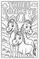 Three Cheery Donkeys in the Sunny Field