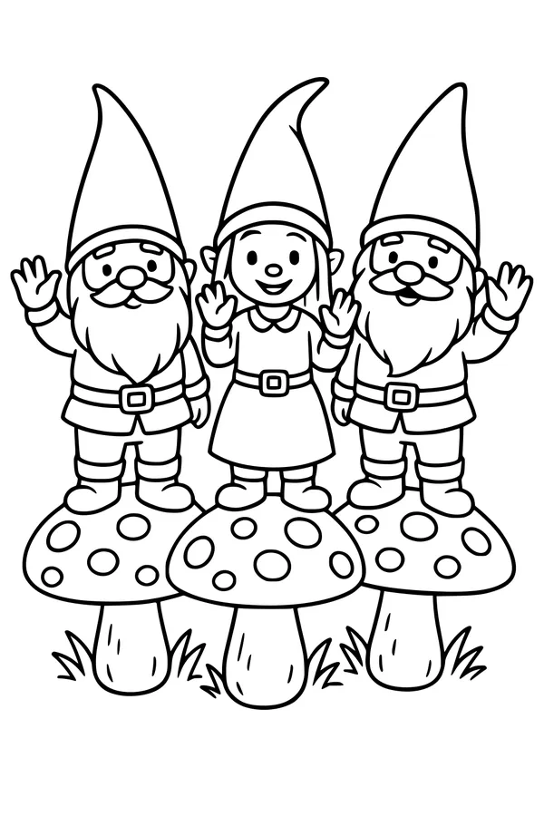 Three Gnomes on Toadstool Parade