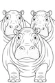 Three Big Hippos Ready for Lunch