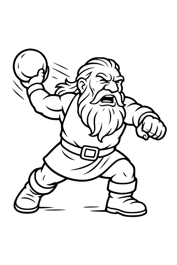 Bearded Dwarf Hurls the Stone