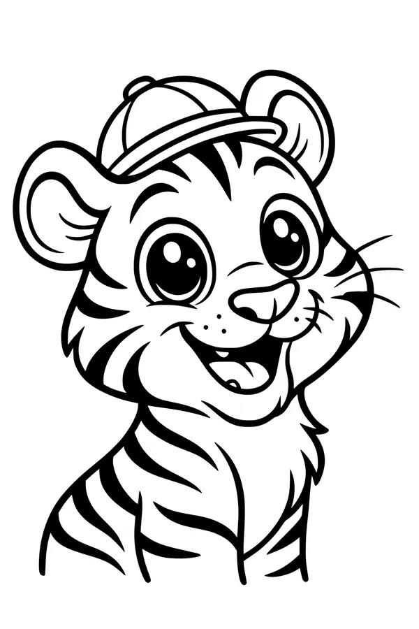 Tiger Cub With His Favorite Cap