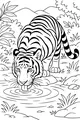 Tiger at the Quiet Forest Pond