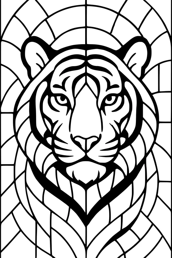 Mosaic Tiger Stares Through the Jungle