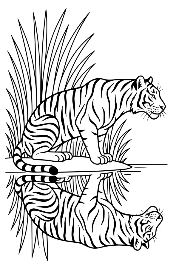 Tiger and His Shimmering Reflection