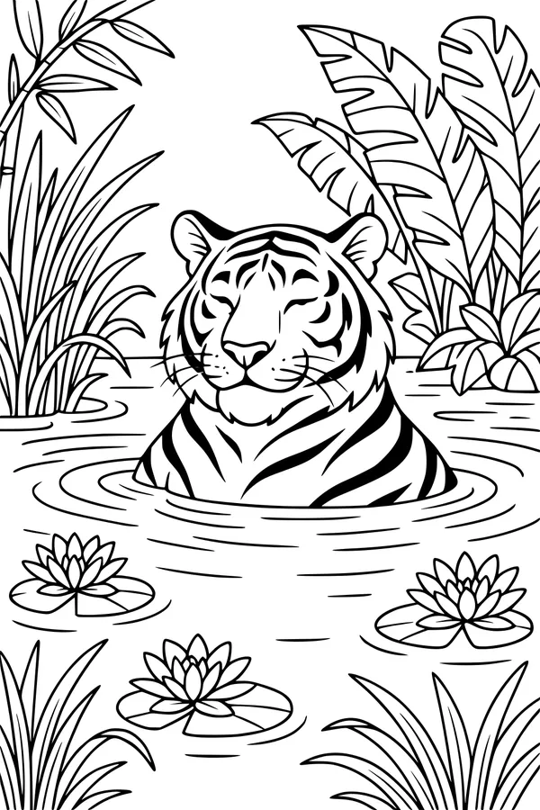 The Jungle Pool: Tiger’s Quiet Swim