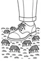 Tiny Zebras by a Big Shoe