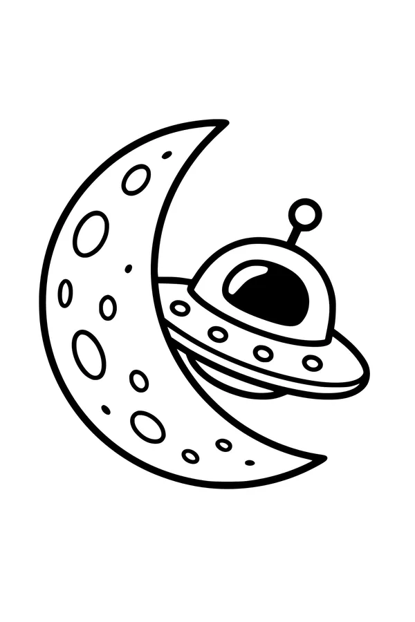 Moon Peekaboo With a UFO
