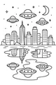 Moonlit City and Visiting UFOs