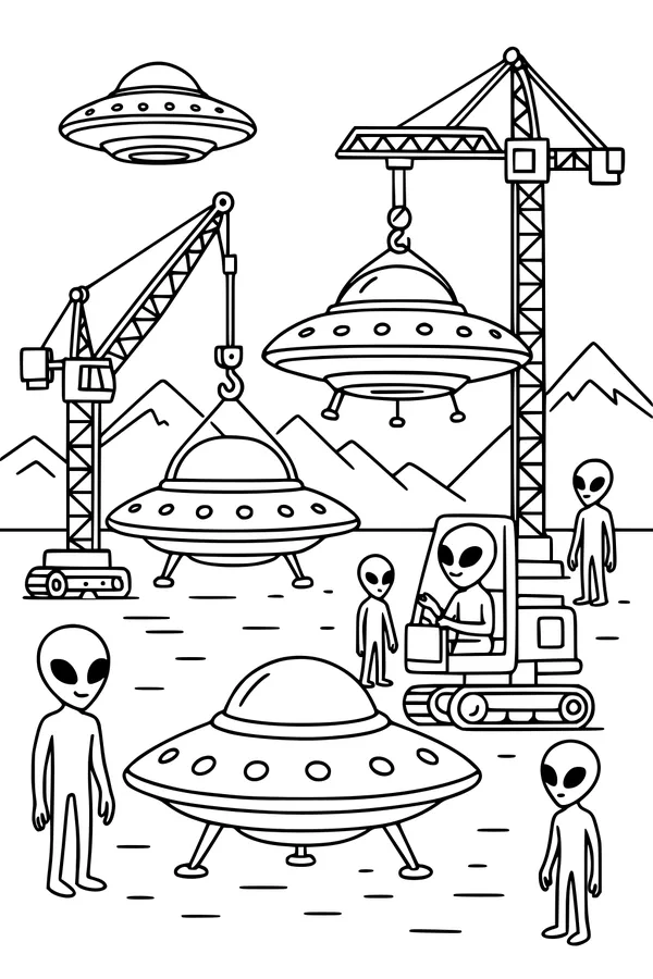 Busy Aliens at the UFO Yard