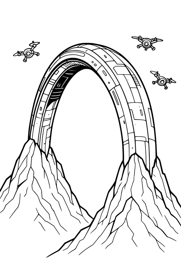UFO Gate Over Mountain Peaks