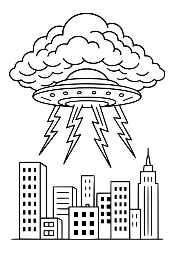 UFO Storm Over City Towers