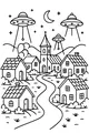 UFOs Over Moonlit Village