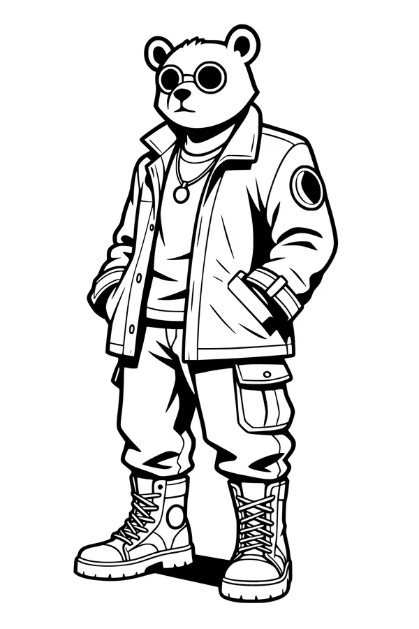 Cool Bear in Sunglasses and Sneakers