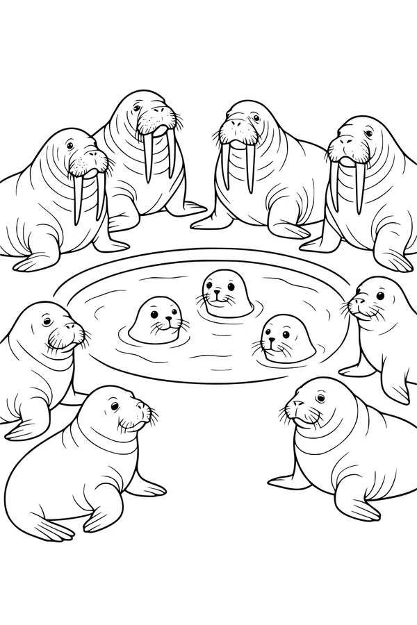Walrus Family Pool Party Fun