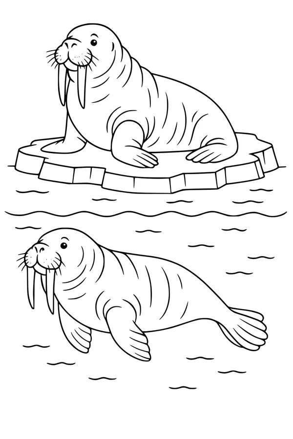 Two Walrus Friends and Their Chilly Playground