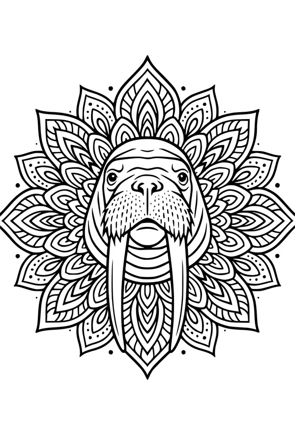Walrus With Whiskers in a Patterned Crown