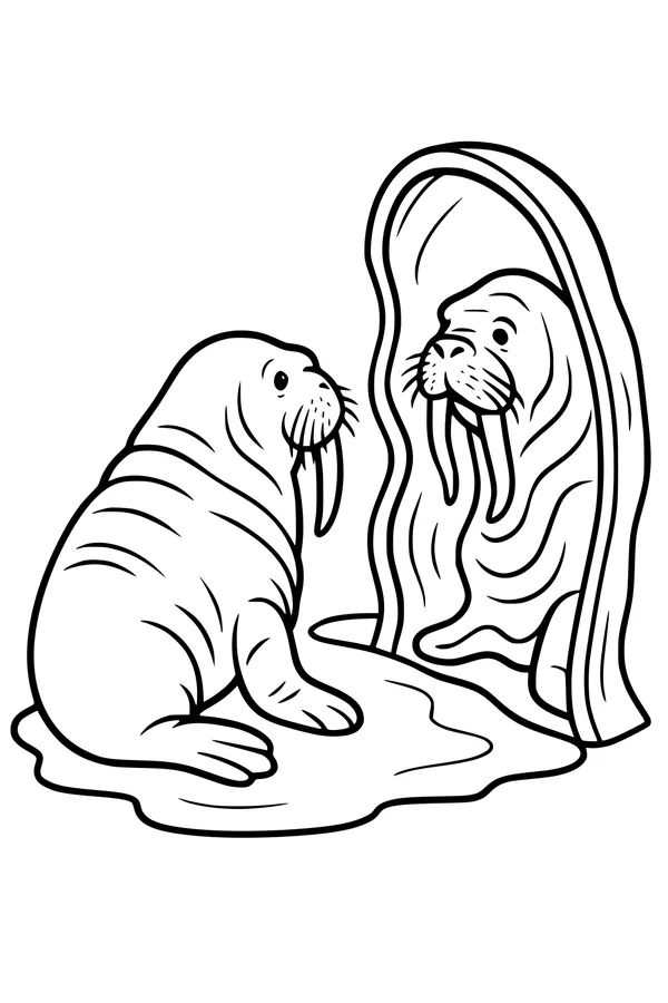 Walrus Wonders at the Wiggly Mirror