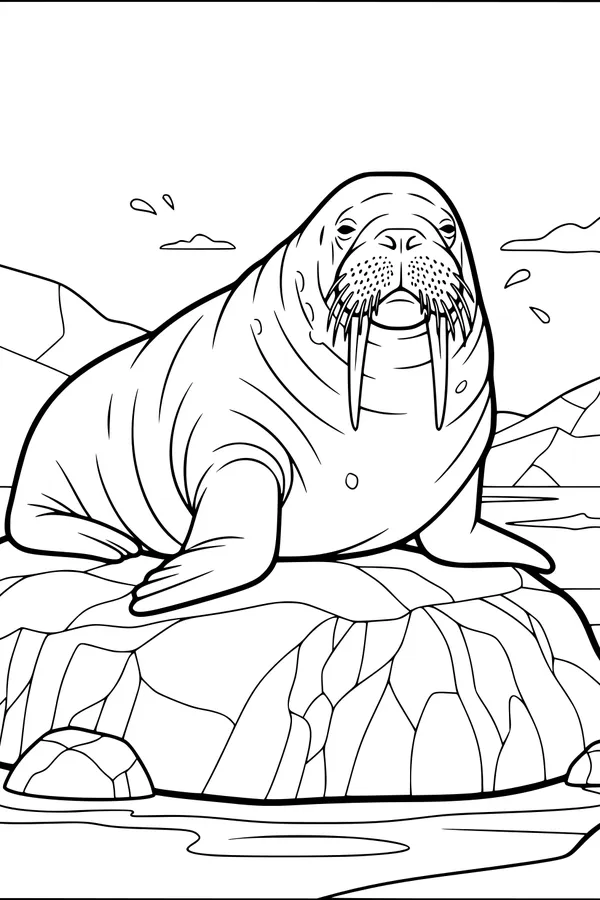 Grand Walrus Resting on the Rocky Shore
