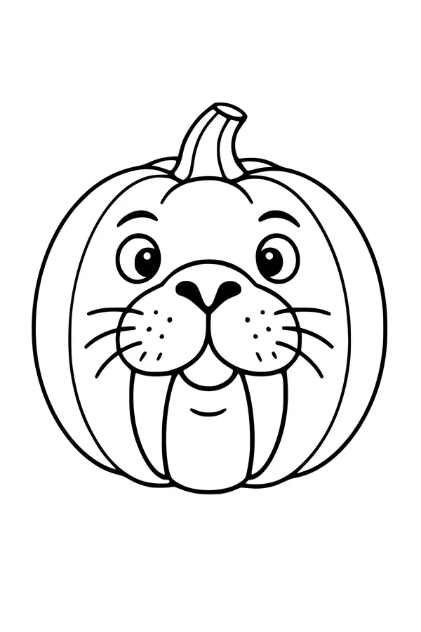 Pumpkin-Headed Walrus with a Big Smile