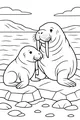 Walrus Family at the Icy Shore