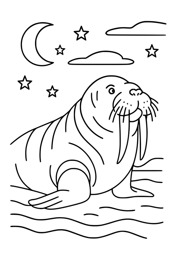Midnight Walrus Under the Stars