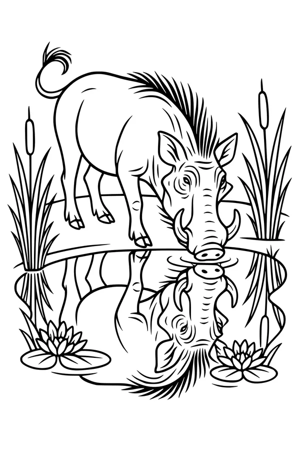 Warthog Meets His Silly Reflection
