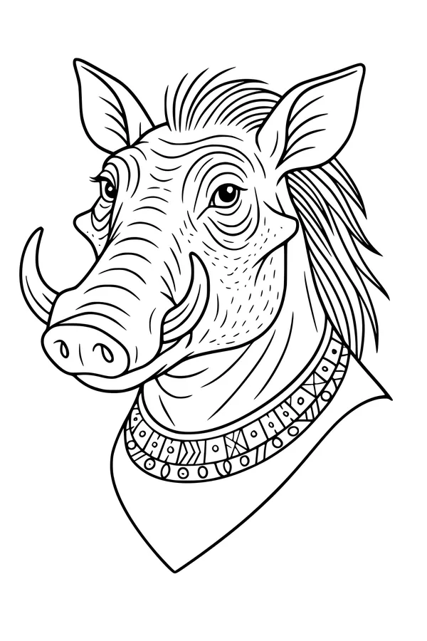 Wilbur the Warthog with Fancy Necklace