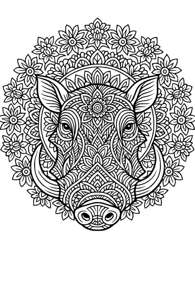 Warthog Surrounded by a Garden of Flowers