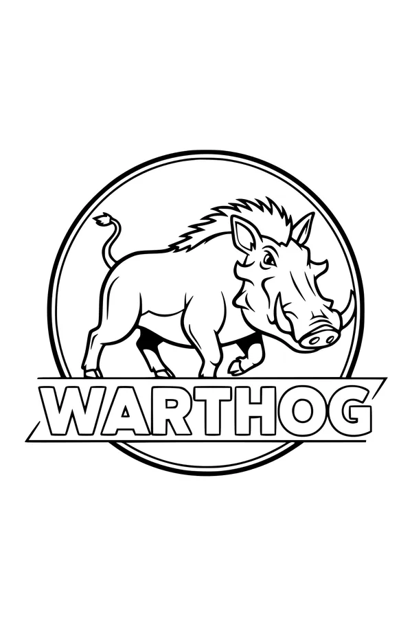 Curly-Tailed Warthog in a Round Badge