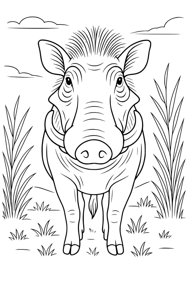 Wilbur the Warthog in Tall Grass