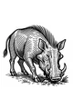 Busy Warthog Snuffling in the Grass