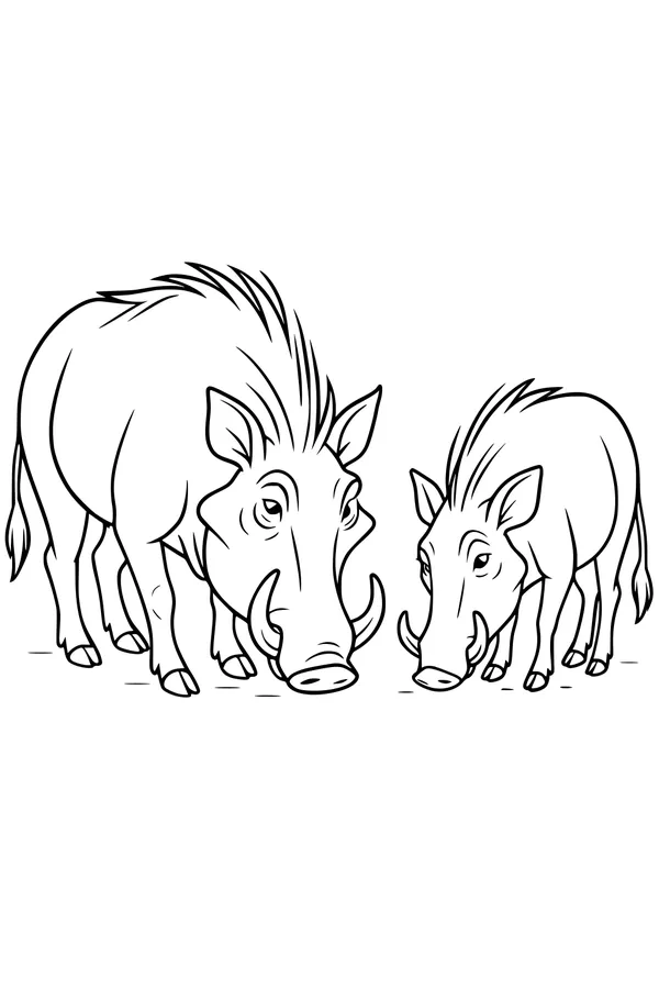 Warthog Mama and Her Busy Little Boy