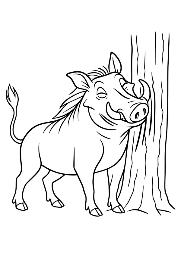 Warthog Snout Against the Old Tree