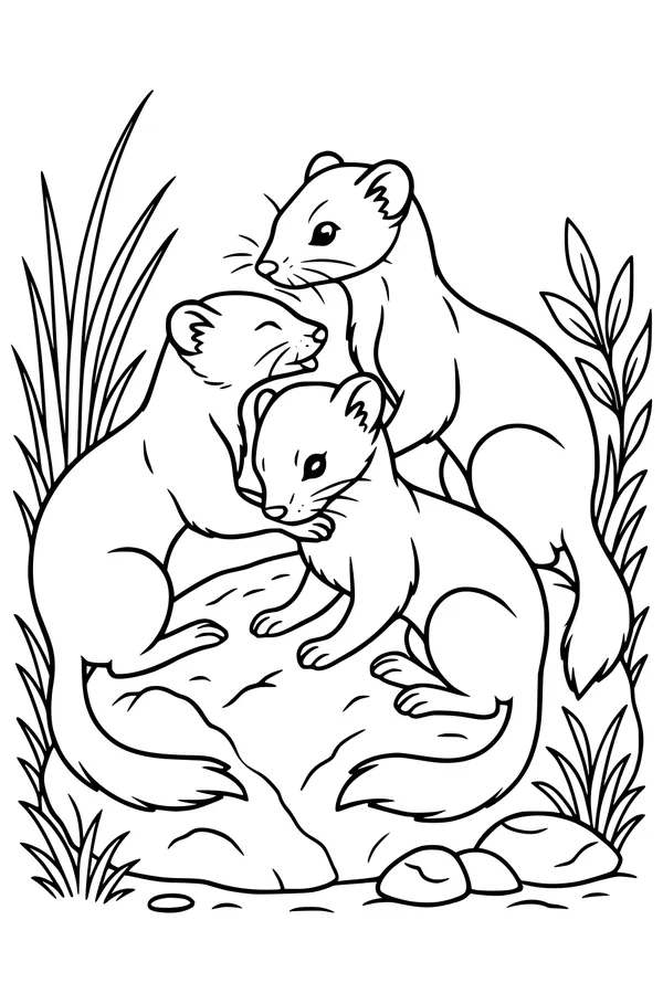 Three Weasels on the Sunny Rock