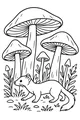 Weasel Wanders Under Tall Mushrooms