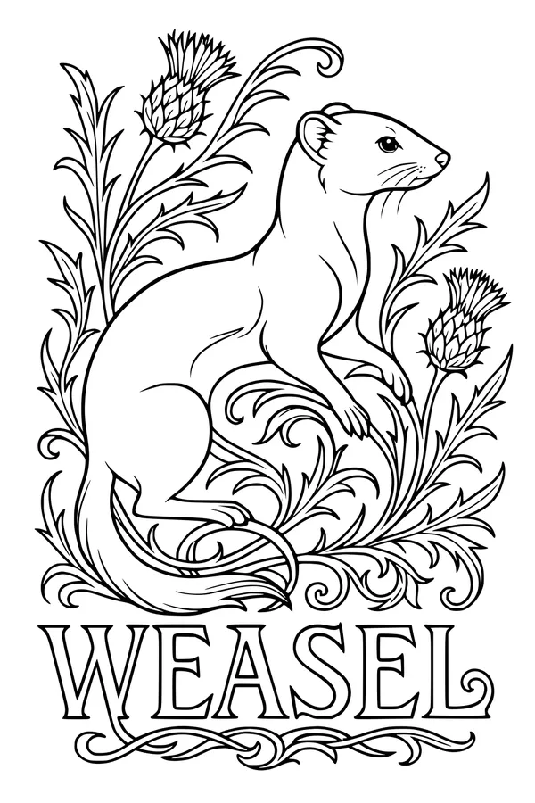 Weasel in the Wild Thistle Garden