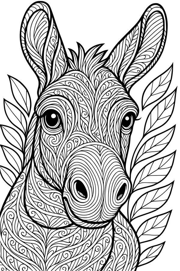 Swirly Donkey in the Leafy Jungle