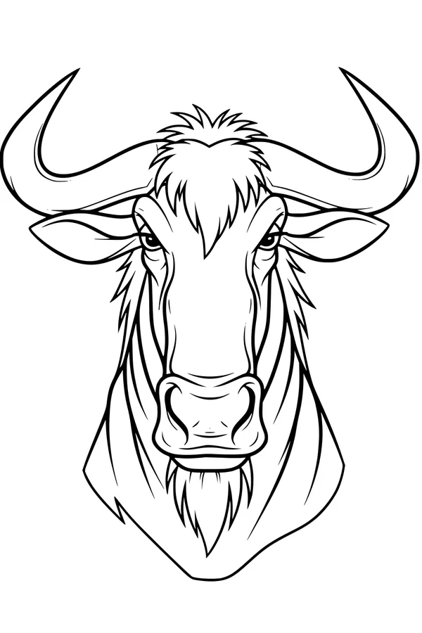 Wildebeest With Big Curvy Horns