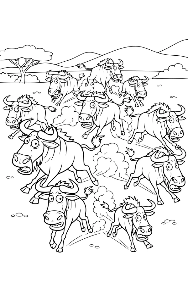 Wobbly-Horn Wildebeest Stampede