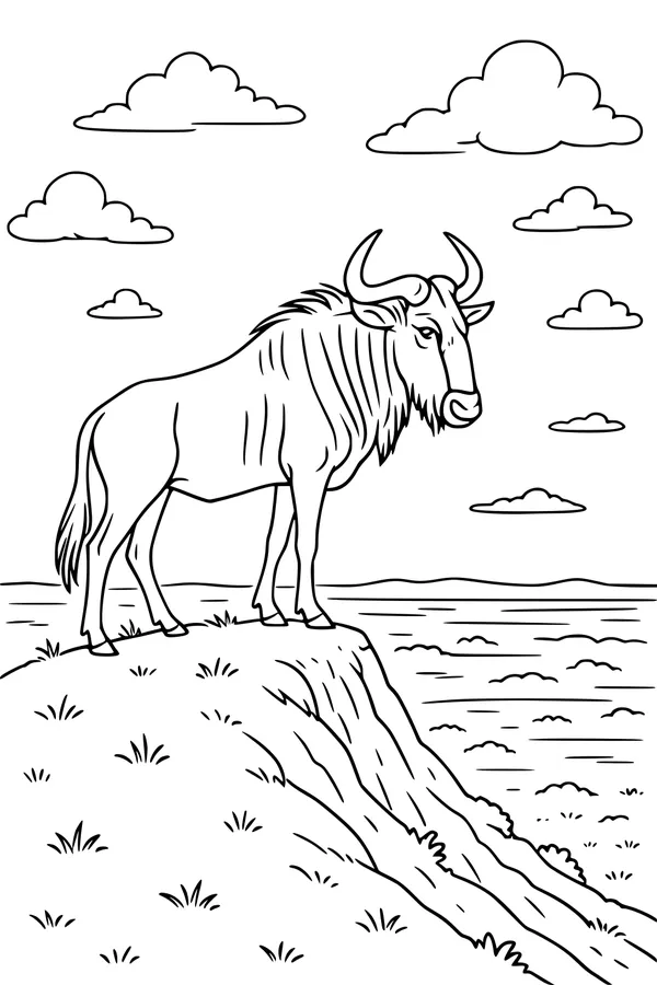 Wildebeest on the Windy Hilltop