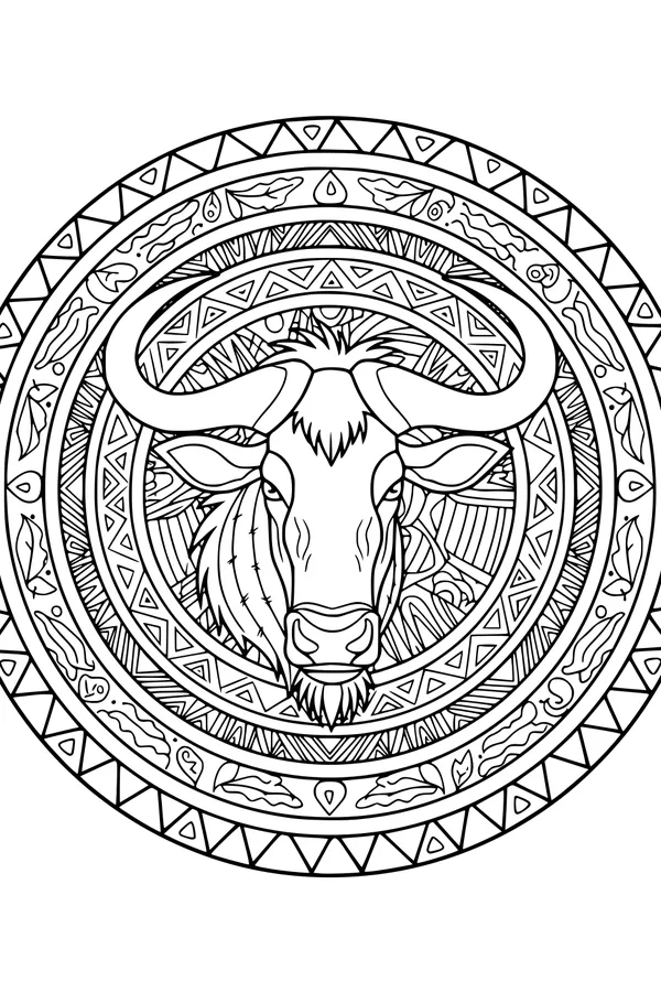 Savanna Horns Mandala Portrait