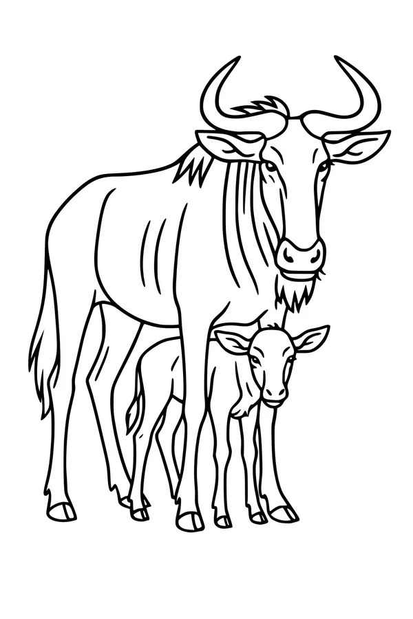 Savanna Hugs: Wildebeest and Calf