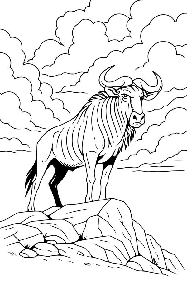 Wildebeest on Windy Rock