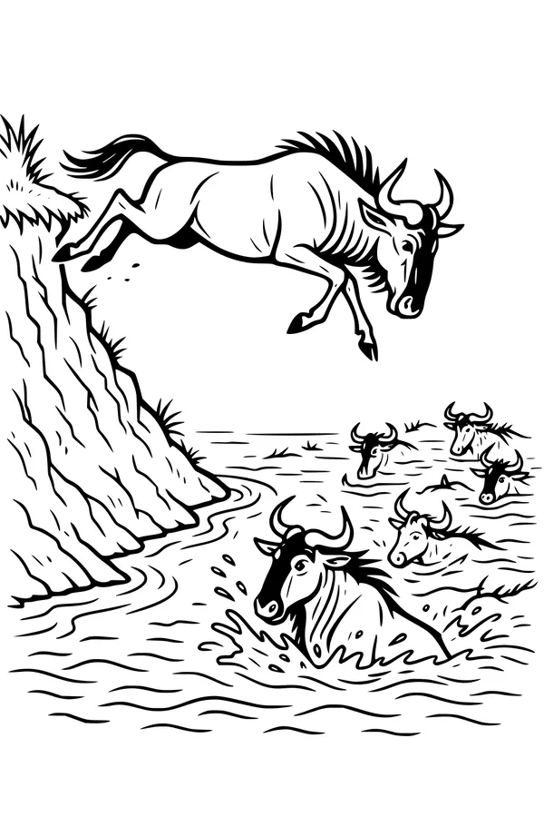 River Leap of the Wildebeest