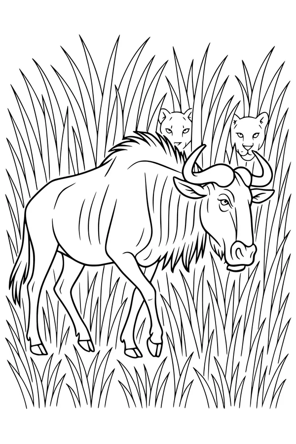 Wildebeest in Whispering Grass