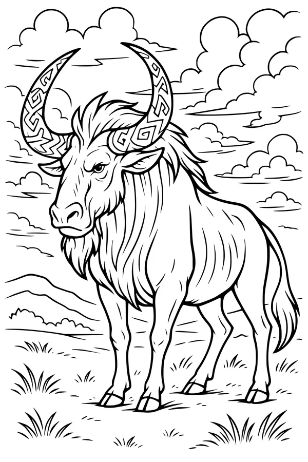 Zigzag-Horned Savanna Wildebeest