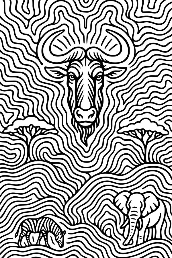 Wildebeest in the Wavy Savannah