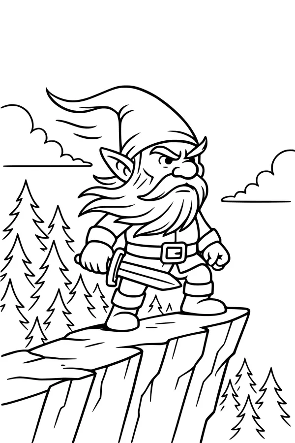 Brave Gnome on the Windy Cliff